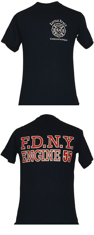 FDNY Engine 55 Little Italy "Cinquatacinque" Tee - FDNY Engine 55 little italy cinquatacinque front and back designs