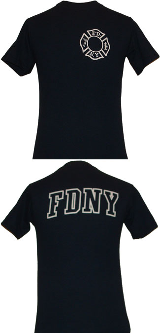 FDNY Maltese T-shirt With FDNY Open Letters on Back of The Tee - FDNY maltese cross on the front  FDNY OPEN LETTERS  ON THE BACK OF THE SHIRT