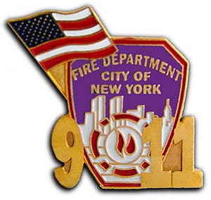 FDNY Patch & Flag 9/11 Lapel Pin - FDNY PATCH & FLAG 9/11 PIN 