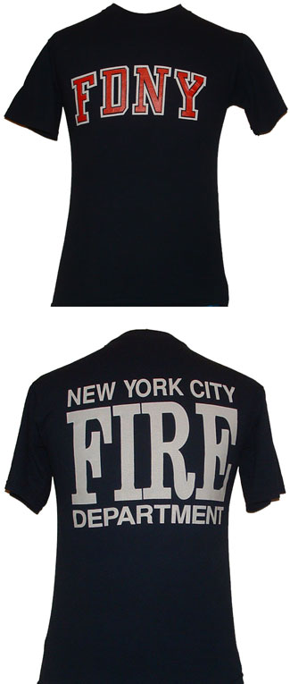 FDNY  T-Shirt with New York City Fire Department On The Back - FDNY Screen Printed on front of tee shirt Front Design: FDNY.  Back Design: New York City Fire  DEPARTMENT 
