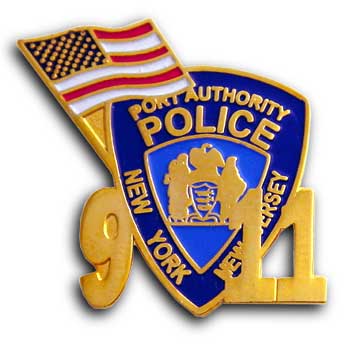 PAPD NEW YORK NEW JERSEY 9-11 Memorial Pin WITH PORT AUTHORITY PATCH AND FLAG - 9-11 MEMORIAL Port Authority Patch & Flag Lapel Pin 