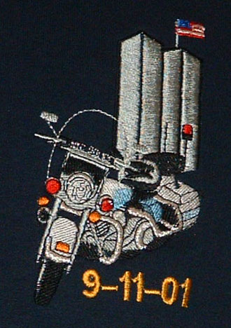 New York Police HIGHWAY PATROL  Motorcycle Unit 9-11-01 Embroidered T-Shirt - 