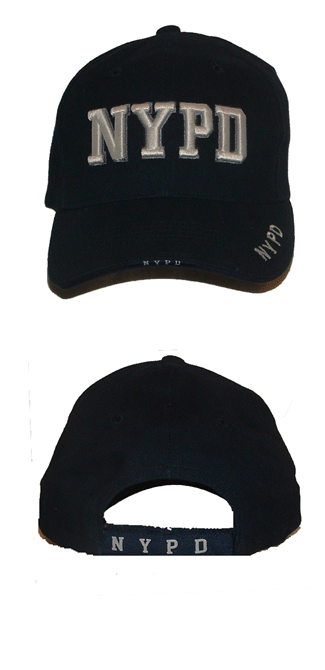 NYPD 3-D EMBROIDERD CAP - This NYPD cap is our exclusive design with raised embroidered lettering, and additional lettering on the side and front visor of the cap. Also on the back closure. Adjustable