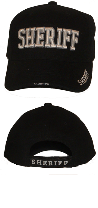 Sheriff 3D EMBROIDERED CAP - Sheriff embroidered in 3-D on cap, as well as additional embroidery on visor and on back adjustable closure
