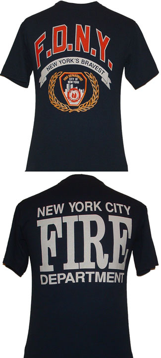 FDNY New York's Bravest Adult T-Shirt - FDNY - New York's Bravest  on the front and new york fire department on the back.