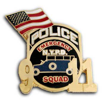 NYC NYPD ESU  9-11 Memorial Pin WITH FLAG - 9-11 MEMORIAL NYPD ESU and Flag Lapel Pin  