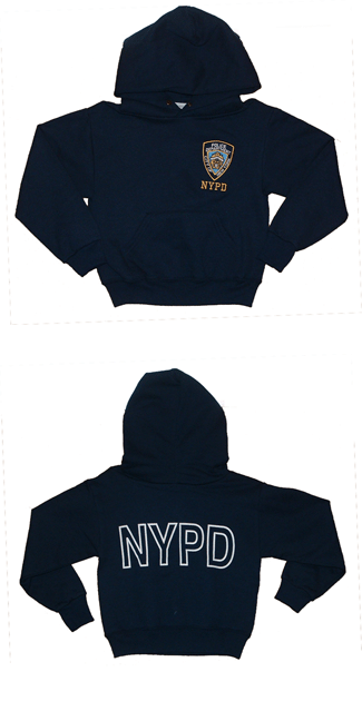 NYPD Zipper hooded embroidered Childrens sweatshirt - Embroidered Childrens Classic zipper Hooded sweatshirt  featuring the NYPD official patch logo on the left chest.  