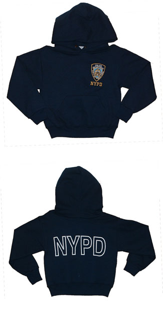 Nypd Children's  Hooded Sweatshirt - NYPD embroidered on left chest. Front pockets  and nypd on the back