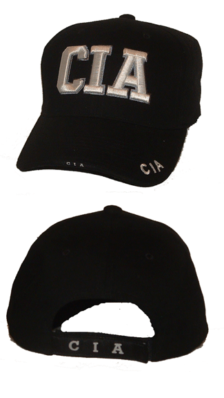 CIA 3-D Embroidered cap - CIA lettering embroidered in 3-D. Also additional embroidery on visor and on back adjustable closure