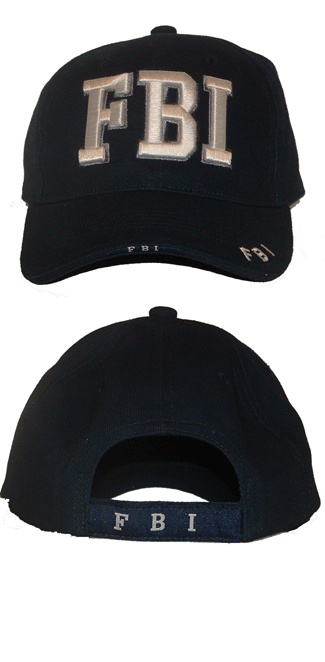 FBI 3-D embroidered cap - FBI embroidered in 3-D with additional lettering on visor, and on back adjustable closure