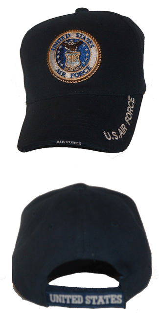 United States Air Force unit 3-D EMBROIDERED CAP - United states air force embroidered on cap, as well as additional embroidery on visor and on back adjustable closure