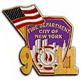 FDNY Patch & Flag 9/11 Lapel Pin - FDNY PATCH & FLAG 9/11 PIN 