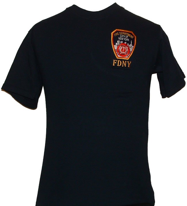 FDNY Embroidered T-Shirt - High-quality, navy FDNY embroidered T-Shirt features ...