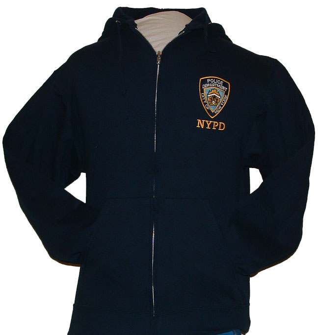 NYPD Embroidered Zipper Hooded sweat with back lettering - This NYPD zippered, h...