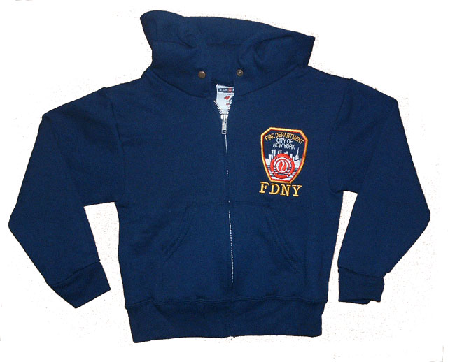 Fdny Children's  Embroidered ZIPPER HOODED SWEATSHIRT  Patch fdny Outline on...