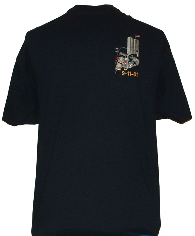 New York Police HIGHWAY PATROL  Motorcycle Unit 9-11-01 Embroidered T-Shirt - 