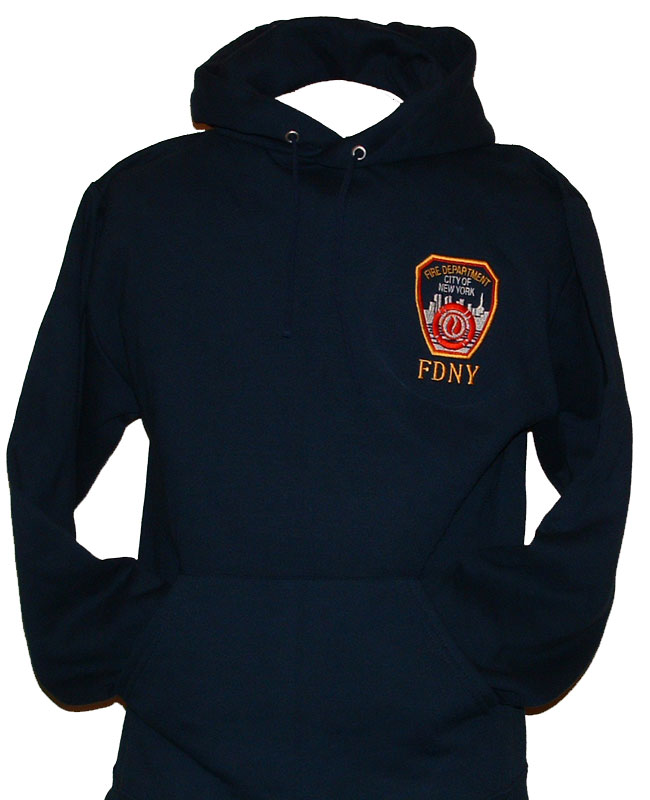 FDNY Hooded Sweatshirt with embroidered left chest and fdny on the back - fdny h...