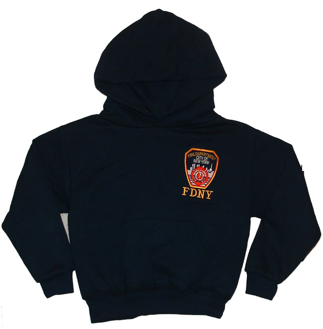 Fdny Children's  hooded sweatshirt - Embroidered patch on left chest, front ...