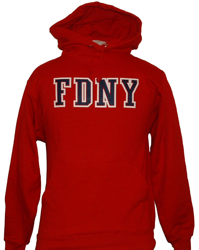 FDNY Hooded Sweat with Open Lettering on Back - FDNY Adult hooded sweatshirt wit...