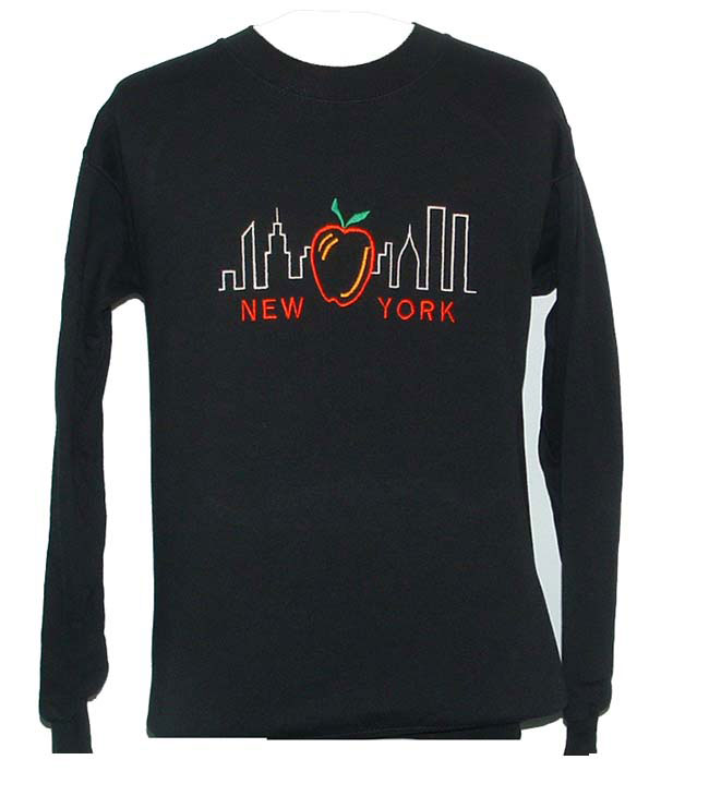 New York City skyline sweatshirt - New York city outlined skyline with apple ins...