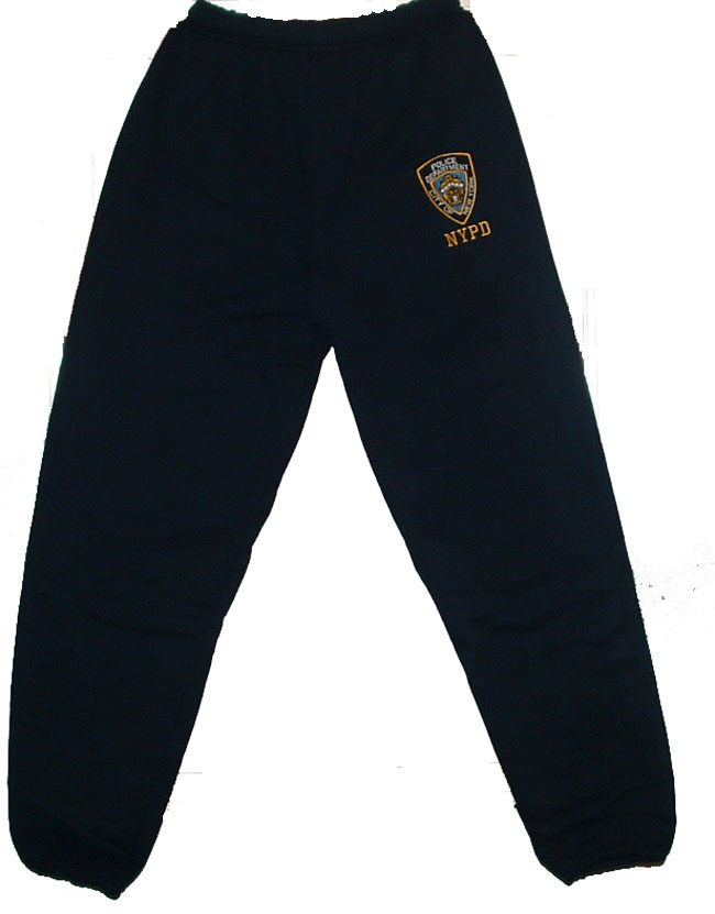 NYPD EMBROIDERD SWEATPANTS - navy sweatpants with the Nypd logo embroidered on l...