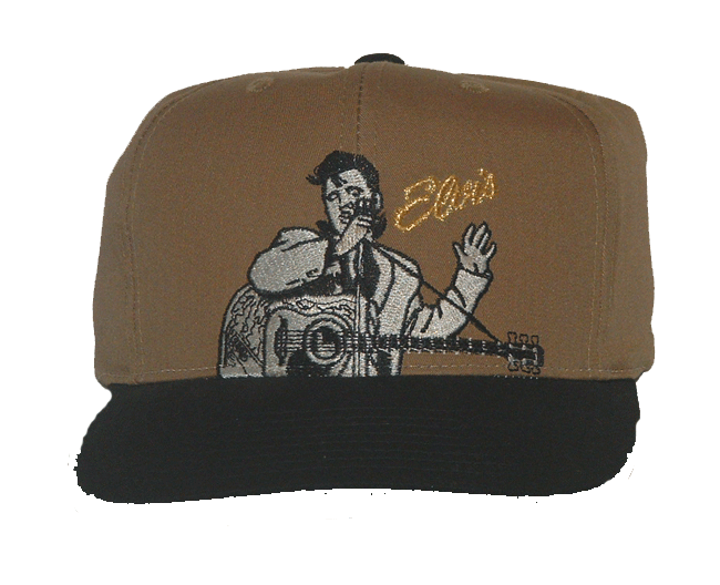 Elvis presley cap - Elvis Presley in fine form on this two tone cap.  Adjustable back closure