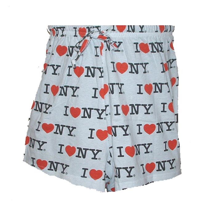 I Love NY Shorts - Drawstring cotton shorts with I Love NY all over