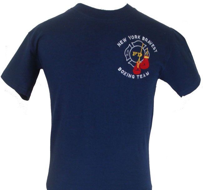 New York's  Fire Department Boxing t-shirt - NY Bravest Boxing team logo emb...