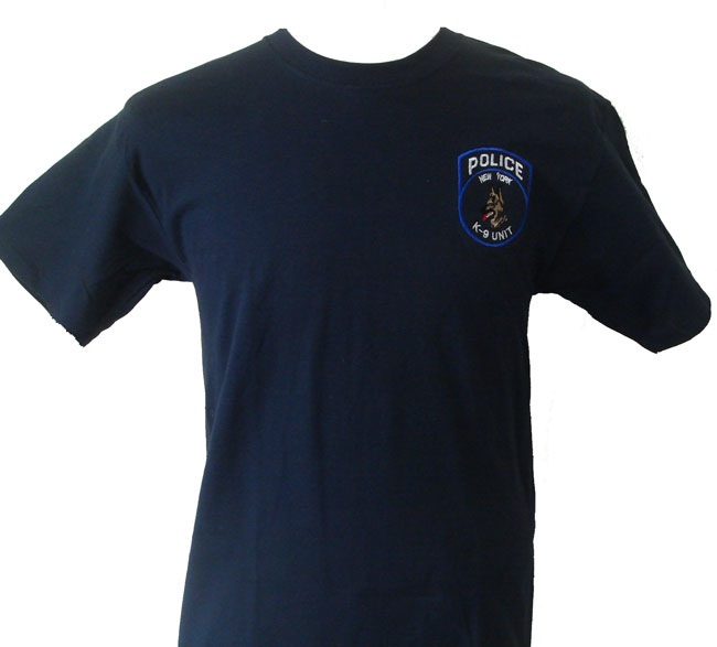 New York Police K-9 Unit t-shirt - Police K-9 Unit patch embroidered on left che...
