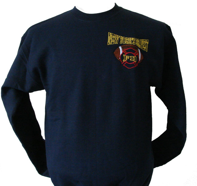 New York Bravest FD Football sweatshirt - New York FD insignia inside an embroid...
