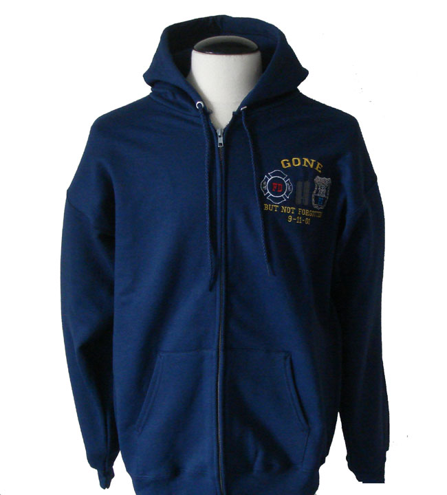 Gone But not forgotten 9/11 zipper hooded sweatshirt - Our classic 9/11 design u...