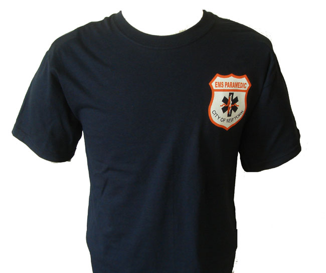 New York City Paramedic Ems t-shirt - EMS Paramedic shield on left chest. Open E...