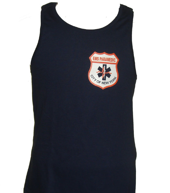 New York's Fire Dept. EMS tank top - Printed logo on left chest with EMS ope...