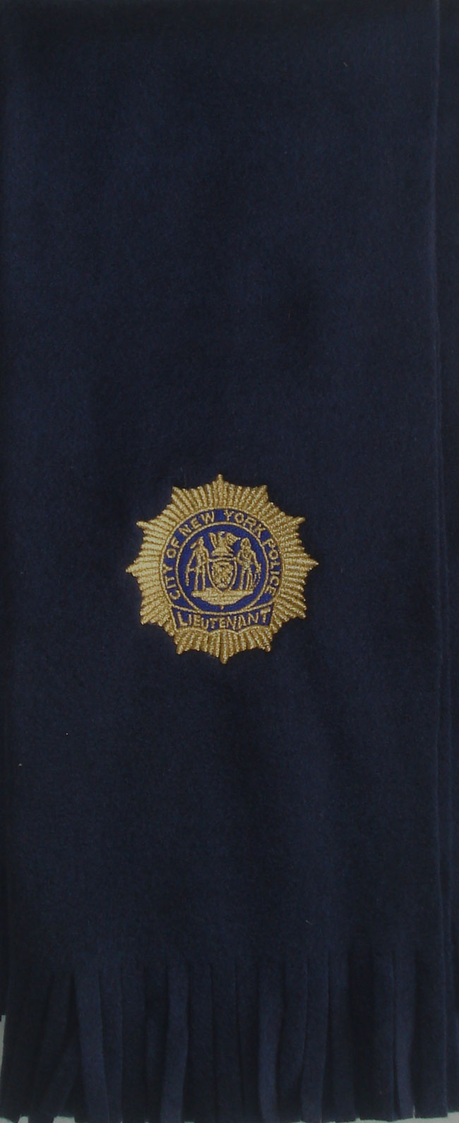 NYC Police Lieutenant scarf - Navy Polar Fleece scarf with NYC Lieutenant shield...