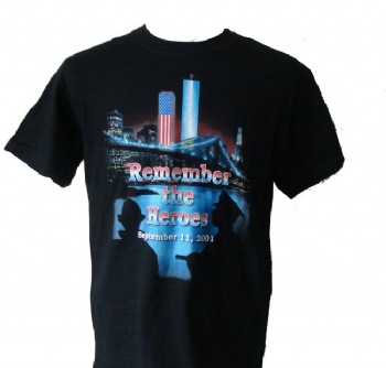 Remember the Heroes 9/11 Memorial t-shirt - The same Logo as the back of the jacket that President Bush Received from us.
