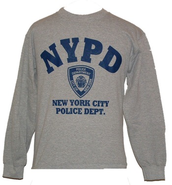 NYPD gym  Sweatshirt - Warm and comfortable, this heather gray NYPD sweatshirt features the official New York Police Department logo silkscreened in navy blue.