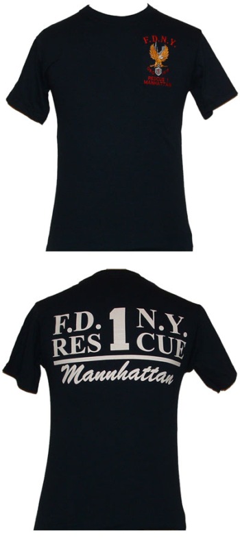 FDNY Rescue 1  FIRE DEPARTMENT  TEE  SHIRT manhattan - Fdny rescue 1 fire department tee shirt embroiderd left chest screen printed on the back