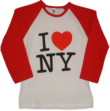 I Love New York fitted Three Quarter  Sleeve - This two tone classic I love NY t-shirt has three quarter sleeves