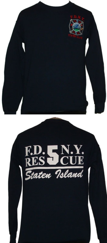 FDNY Rescue 5 Staten Island Sweatshirt - Staten Island's Rescue 5 embroidered on left chest and screen printing on back