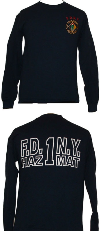 FDNY Hazardous Material Sweatshirt - FDNY Haz Mat embroidered on front, with screenprinted lettering on back