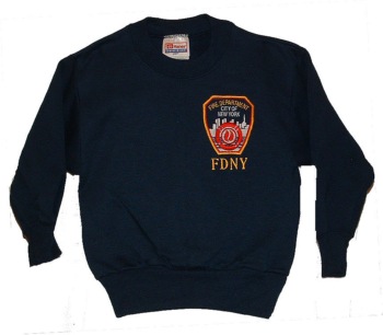 FDNY embroidered children's sweat - FDNY embroidered patch on left chest.  