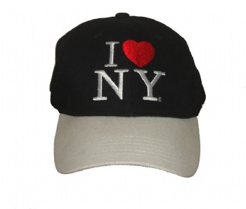 I Love NY two tone cap - One size fits all. Adjustable velcro in back with I "heart" NY embroidered on the closure