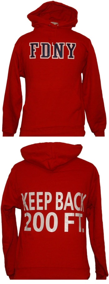 FDNY Hooded sweatshirt with Keep Back - FDNY hooded sweatshirt with front kangaroo pockets. Keep Back 200 Ft. on back