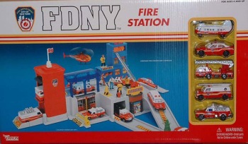 FDNY Fire Station gift set - Children of all ages will love playing with this fire station that features five vehicles and a play station that is exciting!