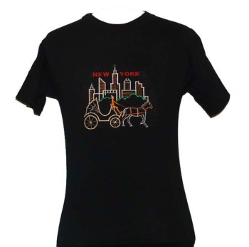 NEW YORK CITY FAMOUS HORSE & BUGGY TEE SHIRT - THE HORSE & BUGGY IS THE MOST POPULAR THING TO RIDE AROUND THE BIG APPLE.