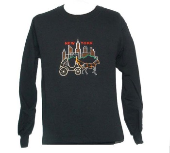 New York City Horse n buggy sweatshirt - New York city is famous for its' horse and buggy ride. Beautiful embroidery on this sweatshirt