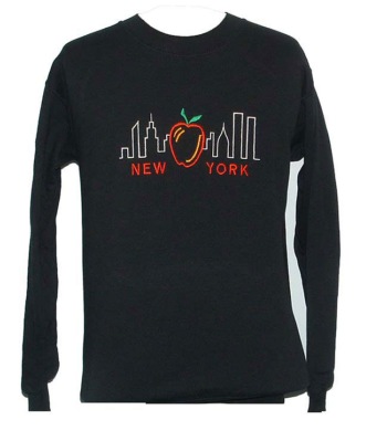 New York City skyline sweatshirt - New York city outlined skyline with apple insignia embroidered