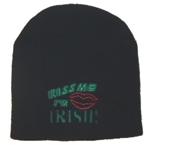 St. Patrick's Irish ski cap - Kiss Me I'm Irish knit ski hat, emboridered.  One size fits most.