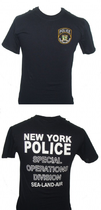 New York Police special operations unit t-shirt - New York Police special operations unit sheild embroidered on left chest. Printed back