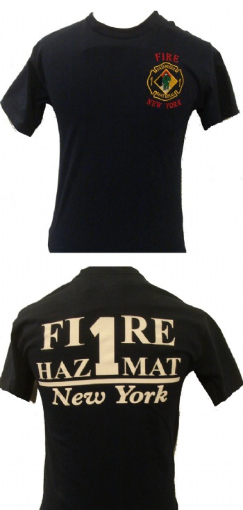 New York's Fire Department Hazmat 1 t-shirt - New York's Fire Department Hazmat 1 embroidered on left chest. Printed back